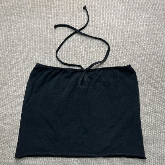 Brandy Melville Black keyhole Crop top fitted preppy - Picture 1 of 4